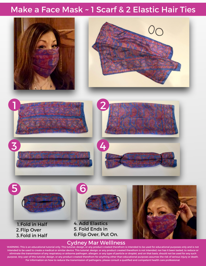 Un foulard et 2 élastiques à cheveux pour masque facial